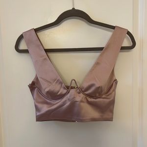 Satin corset bustier cropped top